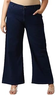 high star clothing HIGH Star Women Plus Size Navy Blue Wide Leg Stretchable Jeans-picture-12