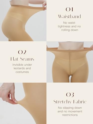 Image of MANZI 3 Pairs Convertible Dance Tights for Women Transition Ballet Stockings