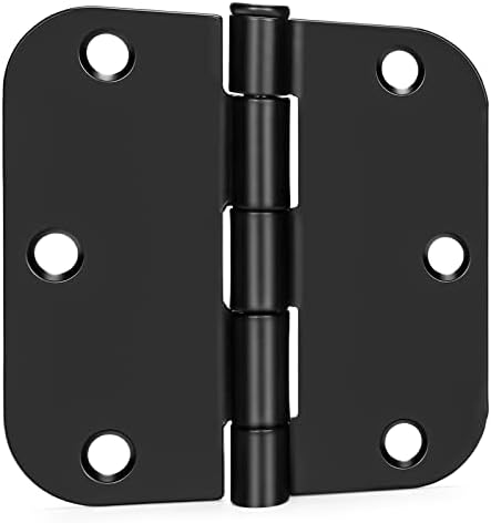 (Removable Pin) 24 Pieces 3.5in Matte Black Door Hinges Lubricant-Added Heavy Duty Interior & Exterior Door Hinges, goldenwarm 3-1/2'' Hinges for Residential Doors, 5/8'' Radius Corners