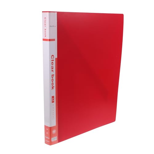 Chemise document plastique rouge A3 avec pochettes intérieures pour présentation