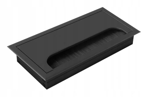GTV - Kabeltülle Merida - Kabeldurchführung mit Öffnungsdeckel - Kabeldurchlass Rechteckig Kabelorganisation für Möbel Kabeldurchlass/für die Installation in der Arbeitsplatte / 80x160mm / Schwarz