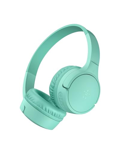 Belkin SoundForm Mini Casque Audio sans Fil pour Enfants avec Micro intégré (Circum-aural, autonomie de 30 h, pour Apprentissage, Voyages, Autocollants Amusants, pour iPhone, iPad, Galaxy, Vert)