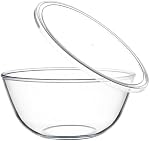 4.7QT Large Glass Mixing Bowl with White Lid, Big Salad Bowl with Lid, Large Glass Bowls for Sourdough and Kithen