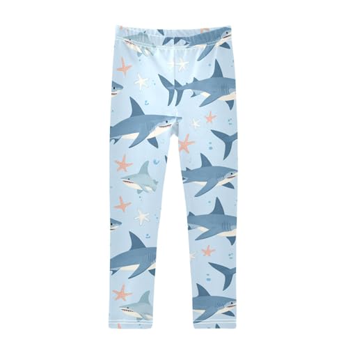 Sharks Starfish Girls' Leggings Toddler Doodles Stars Kids Yoga Pants Dance Active Tights 4T