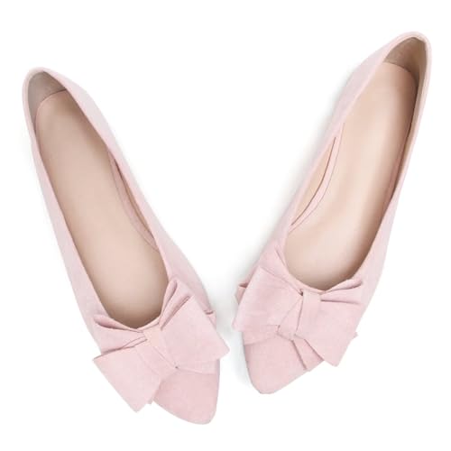 Image of TN TANGNEST Women's Flats Comfortable Dressy Slip On | Pointed Toe Bow Ballet Shoes, Business Casual Office Flats, Suede Flat Shoes
