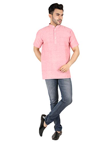 Image of LATEST CHIKAN Men's Cotton Regular Casual Strped Short Kurta Half Sleeves - (SK-LJ.DS.AS)