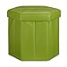 Relaxdays Sgabello Pieghevole e Capiente, a Forma Esagonale con Coperchio Rimovibile HLP 38 x 42 x 42 cm in Verde, Finta Pelle, 154 X 39.5 X 9.5 Cm