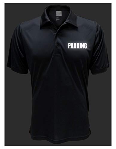 Smart People Clothing Parking Staff Polo, Valet Parking Staff Uniform, Reflective Design, Performance Polo, Moisture Wicking, Black Shirt
