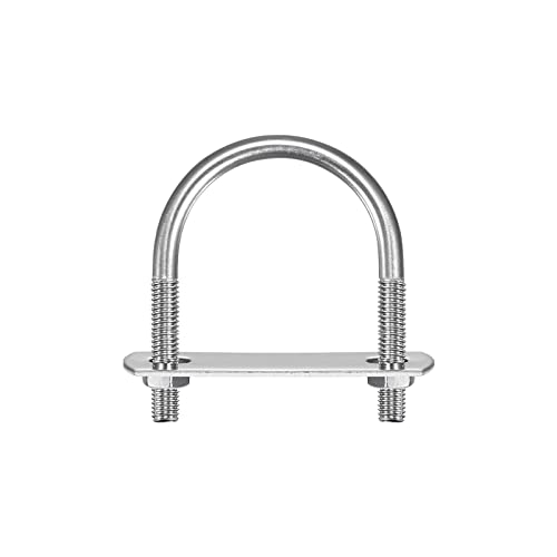 sourcing map Runde U Bolzen M6 Bügelschraube 40mm x 58mm U Schrauben Bügel mit Mutter Platte Unterlegscheiben 304 Edelstahl Gewindebügel zum Befestigen Kabel Rohr Rundstangen Seile Anhänger