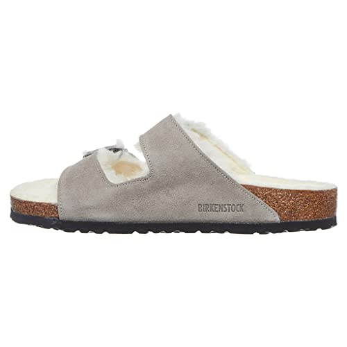 Birkenstock Arizona Shearling Suede Leather Women | Stone Coin (1017402) (7, Stone Coin)2