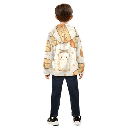 Milk and Bread Girls Fleece Jacket Girls Fall Jacket Girls Zip Up Hoodie Girls Sherpa Jacket 2-10T4