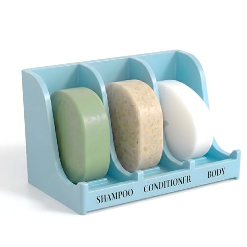 Image of Soap Holder for Shower Wall, 3-Compartment Soap Dish [Patent Pending] | For Shampoo, Conditioner and Body Soap, Fast Draining & Rust-Proof, Strong Adhesive for Long-Term Bathroom Use & Freestanding
