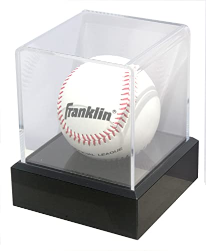 DisplayGifts Collector Baseball Vitrine Baseball Holder for Ball Display Cube Box UV Protected Acryl Baseball Storage Official Size Box, Memorabilia Display Case for Baseball, Black Stand Cover