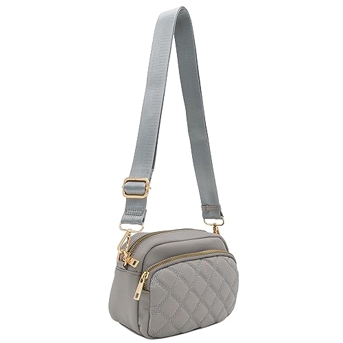 Image of FashionPuzzle Quilted Nylon Crossbody Bag with Wide Strap