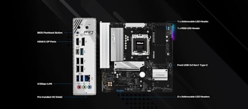 Image of ASRock B850M Pro RS Micro-ATX AM5 Motherboard, AMD Ryzen 9000 /8000 /7000 Support, DDR5 8000+(OC), PCIe 5.0, WiFi 6E, 2.5G LAN, USB 3.2 Gen2 Type-C