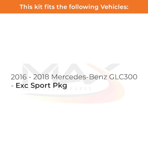 Image of Max Advanced Brakes Front & Rear Brake Kit Compatible With 2016 2017 2018 Mercedes-Benz GLC300 Excl. Sport Pkg Replacement Geomet Coated OE Disc Brake Rotors and Ceramic Brake Pads