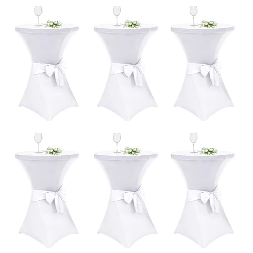 Alishomtll Lot de 6 housses pour table de bar avec boucle, Ø60 cm Housses élastiques pour table de bar, Housse de table élastique élégante pour table de...