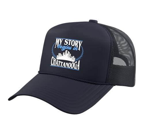 Born in Chattanooga Trucker Hat with Adjustable Mesh Back, Navy Blue