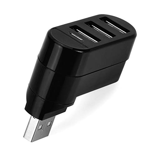 Hub 2.0, 3 portas USB, divisor de cabo, adaptador giratório, 180°, PC, laptop, (preto)