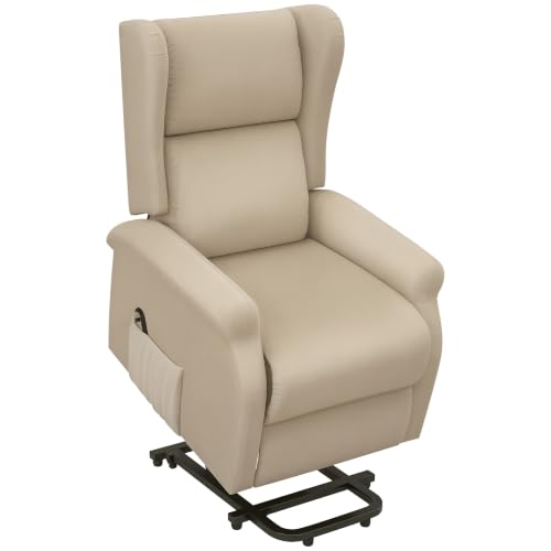 Image of HOMCOM Power Lift Recliner Armchair for Elderly Fabric Beige