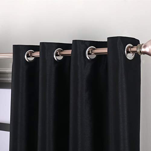 Image of GYROHOME Extra Long Curtains 120 Inch Long for Loft,Faux Silk Blackout Curtains Fully Lined Solid Window Treatment Drapes (2Panel,52x120inch,Black)