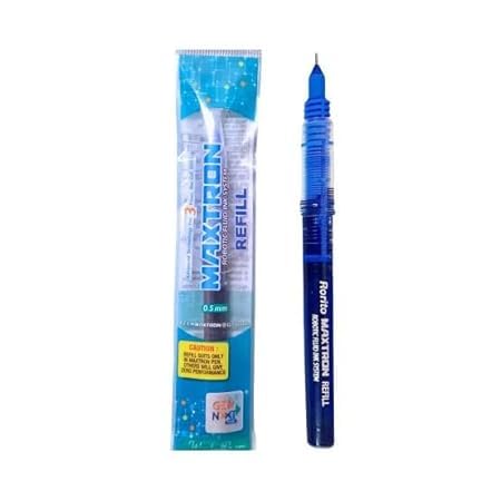 Image of Maxtron Blue Ink Refills, Pack of 10, Waterproof Ink, Fitted in Maxtron,Trimex,X07,Robomax,Teramax,T-max, Maxtron Gold, Trimex Gold Gel 3 Times Extra Writings