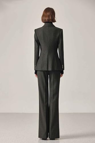 Women's Herringbone Suit Peak Lapel Double Breasted Buttons Tuxedos (Jacket+Pants) for Homecoming Interview2