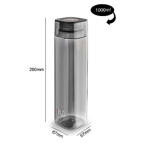 CELLO H2O Squaremate Water Bottle Set of 6, 1000ml Each | Food Grade, Unbreakable Pet Water Bottle |Reusable Leakproof Lightweight Easy to Carry Fridge Pet Bottle Set For Home, School, Office, Gifting