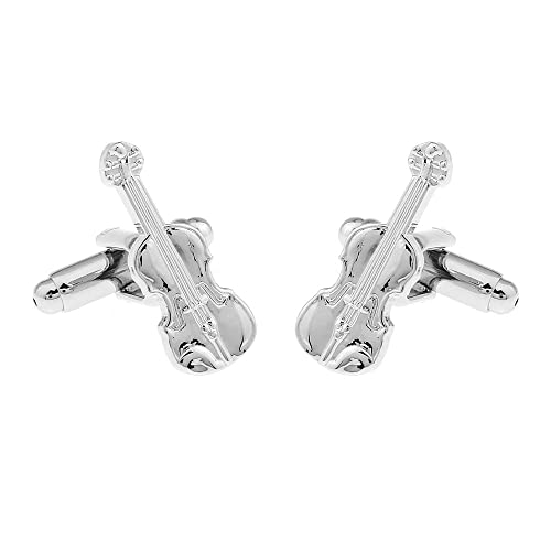 SHIPITNOW Gemelos de Violín de Plata - Gemelos con Tema de Instrumento Musical para Orquesta, Concierto - Accesorio o Traje Camisa y Chaleco de Violinista