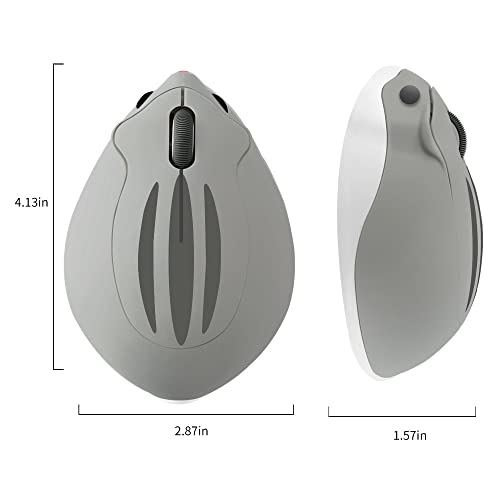 Image of Bluetooth 5.1 Wireless Mouse,No Receiver Inside,Cute Animal Hamster Shape,M Size Silent Click Compatible with Android Tablet /MacBook /Chrome /Microsoft Surface /Windows 8.1 Above, Gray