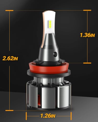Image of SEALIGHT 9005 H11 LED Bulbs, L2 HB3 H8 H9 24,000LM Super Brightness 6000K Cool White Fog Bulbs, IP68 Waterproof, Plug and Play, 15000RPM Turbo Fan, 60000Hrs Lifespan, 1:1 Size, Pack of 2