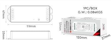 MiBOXER PW5 5-in-1 Smart LED Strip Controller WiFi+2.4GHz, 20A Max, No Hub Required, Single Color/CCT/RGB/RGBW/RGB+CCT, Alexa, Google Assistant, Tuya App, DC 12V-24V