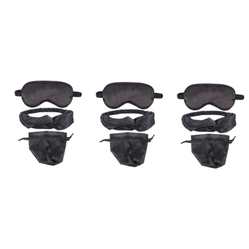 MOLUCKFU 3個セット アイ 3点セット のそみ ジャーニー 睡眠用アイカバー 漫画の動物の睡眠 ヘア スリーピング 女性用アイカバー シルク 紫の,Purple