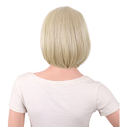Image of MapofBeauty 12 Inch Women Short Straight Cosplay Party BOB Wig, Blonde | 30 cm Wig, Side Bangs