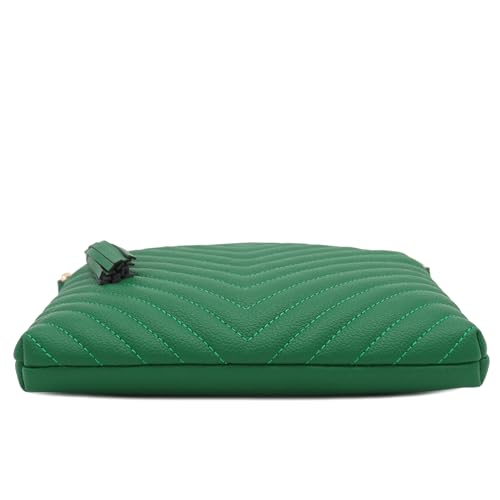 Image of FashionPuzzle Chevron Quilted Medium Crossbody Bag with Tassel Accent