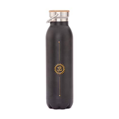 bodhi Thermosflasche | Isolierte Trinkflasche aus Edelstahl | 100% Dicht & Auslaufsicher | Kalte & Warme Getränke | Veredelt mit Design Motiv | Für Sport und im Alltag (Black, 600ml)
