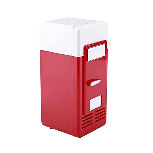 Flatware LED Mini USB freezer 5V Portable Fridges car Refrigerator Drinks Beverage Cans Refrigerator and Heater Cool Box For Cosmetics Food Bedroom Office Dorm (Color : Red)