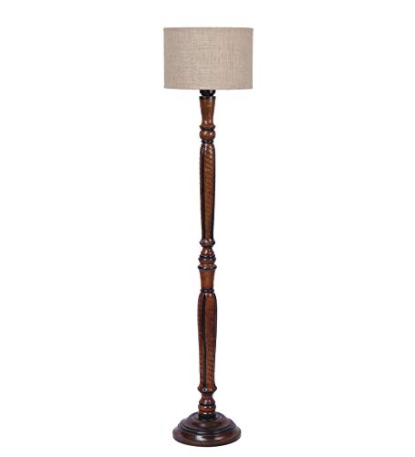Image of Devansh Beige Jute Wooden Floor Lamp