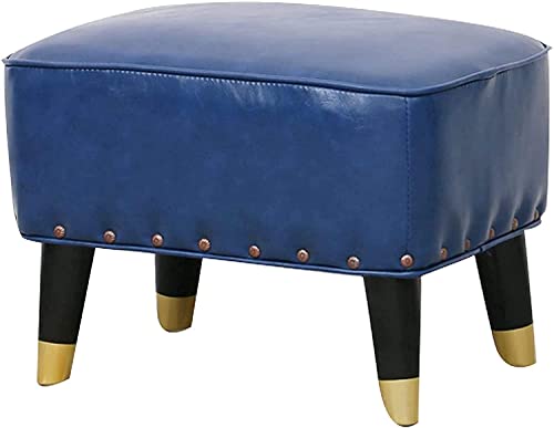 Reposapiés taburete para pies de cuero con patas de madera 2