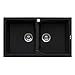 Ruvati 34 x 20 inch epiGranite Dual-Mount Granite Composite Double Bowl Kitchen Sink - Midnight Black - RVG1319BK