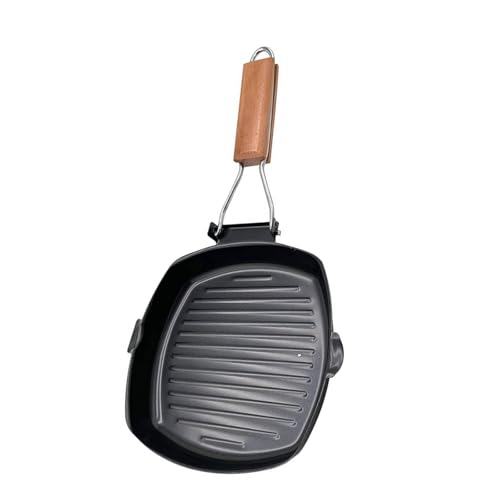 ZHIZHOUNEY Sturdy Nonstick Grills Pan 9.5Inch Large Skillets For Indoor Cooking For Steaks And Bacons With Foldable Design