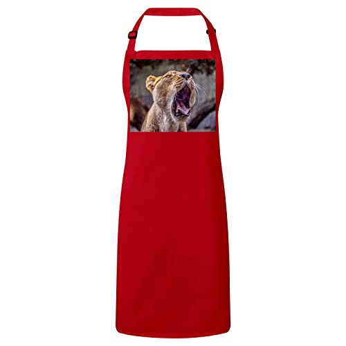 Tablier cuisine premium rouge animaux Afrique parfait pour vos barbecues en famille