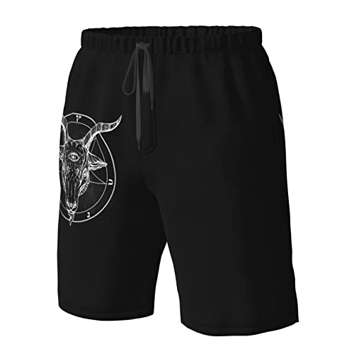 Pentagram with Demon Baphomet Satanic Goat Men's Beach Shorts Board Trunks Classic Bathing Suits Quick Dry Boxer Briefs 6