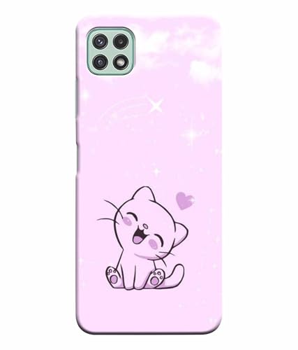 Image of Printed Hard Back Case Cover & Compatible for Samsung Galaxy A22 5G | Cute Cat Vector (Multicolor) - D1189