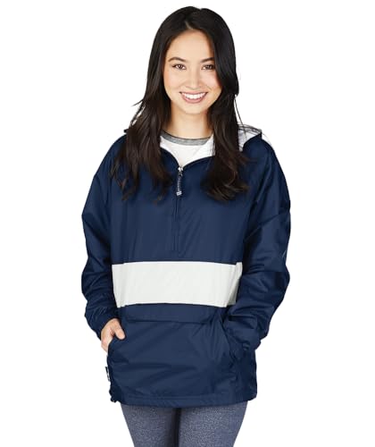 Image of Charles River Apparel Unisex Classic Solid Pullover, Water-Resistant Windbreaker with Flannel Lining