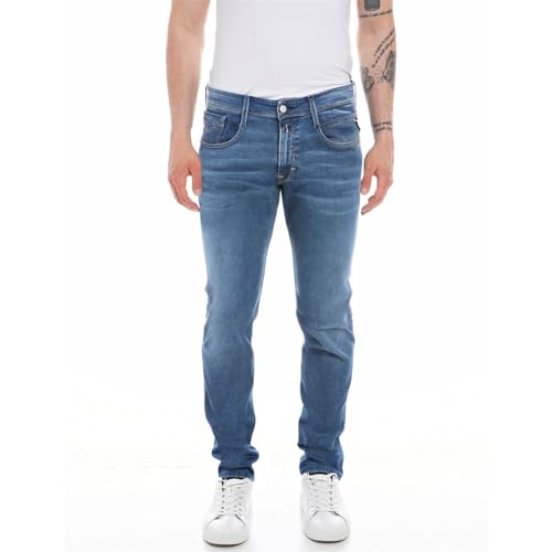 Replay Herren Jeans Anbass Slim-Fit mit Power Stretch, Medium Blue 009 (Blau), 33W / 32L