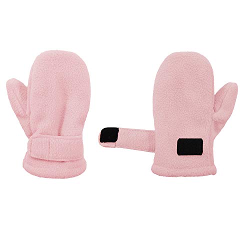 Zando Baby Mittens for Baby Girls Sherpa Lined Fleece Kids Winter Warm Gloves for Baby Boy Girl Unisex Pink XL suggest to 4-7 Age