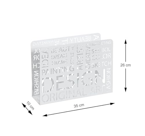 HAKU Möbel Zeitungsständer weiß, Metall - Maße: B 35 cm x H 26 cm x T 10 cm, Style: Modern