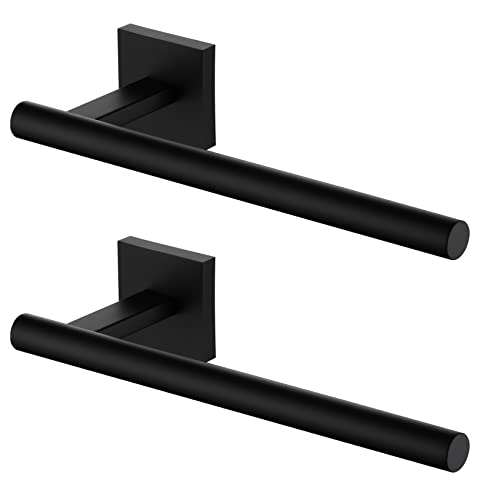 Image of KOKOSIRI Towel Bar Matte Black Bathroom Hardware Hand Towel Rails Wall Mounted Kitchen Toilet Cabinet Paper Holder 2 Pack, Stainless Steel B3008BK-P2