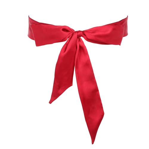 Bow Belts for Women, Long Double Side Satin Sash Belt Ceremony Belt for Wedding Bridal Special Occasion Dresses 2'' Wide(Red)